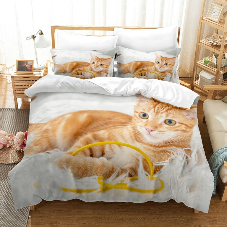 Cat Bedding for Girls Boys Cute Colorful Cat Pattern Bedspread 3D Printing Bedding  Cat Theme 3 Piece Animal Duvet Cover Set - Walmart.com