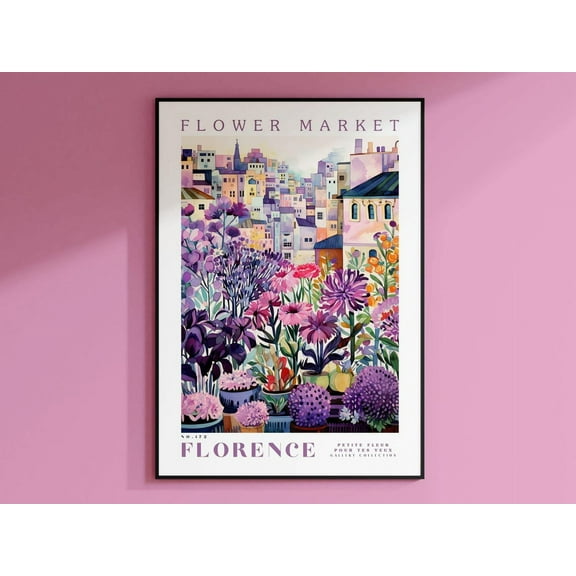 Flower Market Poster, Florence Travel Poster, Flower Art Print, Botanical Wall Art, Exhibition Poster, Trendy Wall Art, Wildflowers Print Wall Art, Modern Wall Decor For Living Room, 8x12 UNFRAMED