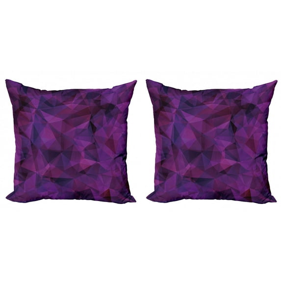 Ambesonne Geometric Throw Pillow Cover 2 Pack, Triangle Purple Shape, 16", Eggplant Burgundy