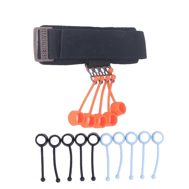 Finger Exerciser Stretcher Silicone Adjustable Improve Flexibility Hand Grip Strength Trainer with Wrist Strap Black