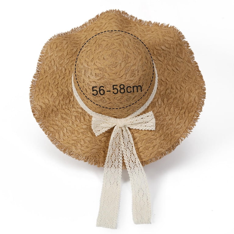 Pafei Tyugd Floppy Straw Beach Hats for Women Frayer Trim  display picture 1