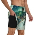 thumbnail image 3 of Haiem Watercolor Turtle1 Mens Swim Trunks with Compression Liner 2 in 1 Swimming Shorts Stretch Swimwear Quick Dry,Board Shorts-XX-Large, 3 of 9