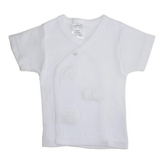 bambini 075b nb rib knit white short sleeve side-snap shirt, new born