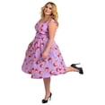 thumbnail image 3 of Miss Lavish London Women's Plus Size Dresses Retro Floral Rockabilly 40s and 50s Vintage Fashion [BUTTERFLY-PURPLE-26], 3 of 4