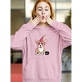 thumbnail image 2 of Welsh Corgi Puppy Let's Party Hoodie Women -Image by Shutterstock, Female 3X-Large, 2 of 4