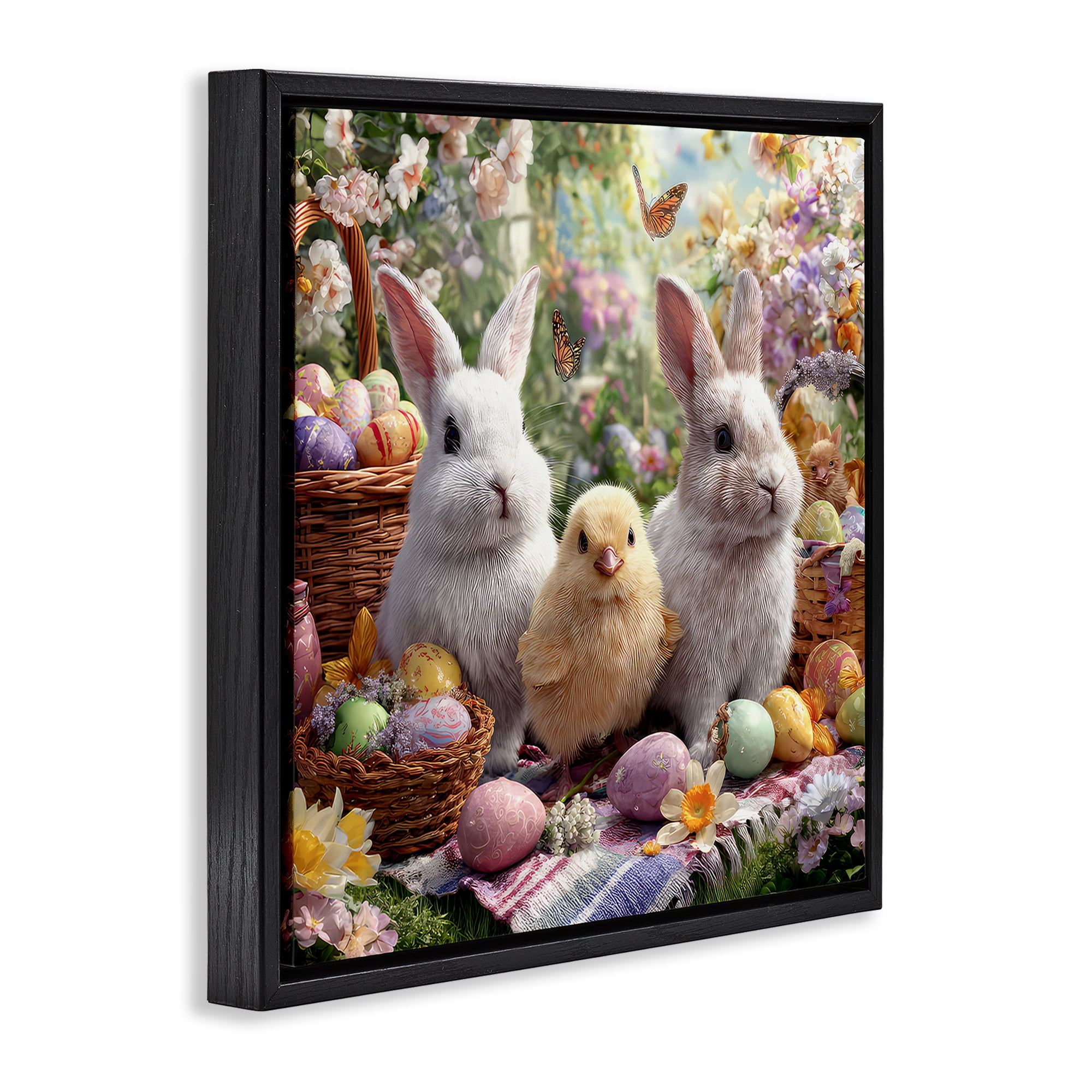 Stupell Industries Easter Animals & Eggs Black Framed Floater Canvas Wall Art, design by The Wands Want