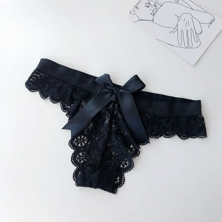 

Seamless Panties Womens Panties Bow Lace Panties Transparent Mesh Thongs Low Waist Seamless Panties Black S 3pcs