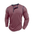 thumbnail image 5 of Riecok Henley Shirts for Men Crewneck Long Sleeve Half Button Fall Casual Fashion Basic Tops with Pocket Red 2XL, 5 of 8