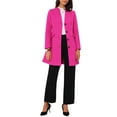 thumbnail image 2 of INSPIRE CHIC Women's Elegant Winter V Neck Long Sleeve Single Breasted Long Overcoat L Rose Red, 2 of 6