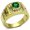 Emerald, variant on Men IP Gold Stainless Steel Ring with Synthetic in Emerald - Size 11