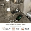 thumbnail image 5 of VEANERWOOD Makeup Vanity Desk Sets with Mirror 3 Lighting Color, Modern Dressing Table Set with 2 Large Drawers, Power Strip, Stool for Women Girls Bedroom, 5 of 8