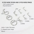 thumbnail image 3 of Briana Williams 9PCS 18G 20G Nose Rings, Stainless Steel L-Shaped, Nose Piercing Jewelry, 3 of 5