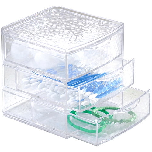 iDesign Rain Makeup Drawer Organizer Box, 3 Drawers, Clear
