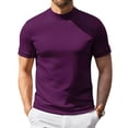 thumbnail image 2 of Qwertyu Mens Short Sleeve T Shirt Stretchy Mock Neck Shirts Turtleneck Summer Basic Tops for Men Deep Red S, 2 of 7
