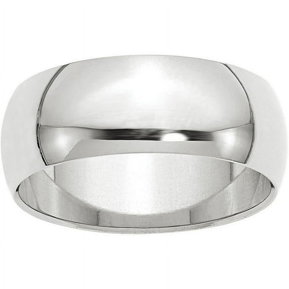 Primal Gold 10 Karat White Gold 8mm Half Round Band Size 10