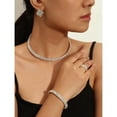 thumbnail image 5 of Fiaya Women Crystal Rhinestone Jewelry Set, Necklace Bracelet Ring Earrings Set of 5, Jewelry Accessories for Women Anniversary Wedding Party Gift (Silver-2Rows), 5 of 5