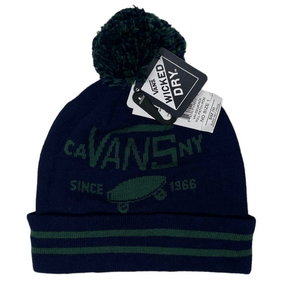Vans Off The Wall Men's Full Patch Wicked Dry Dark Blue Pom Cuff Beanie