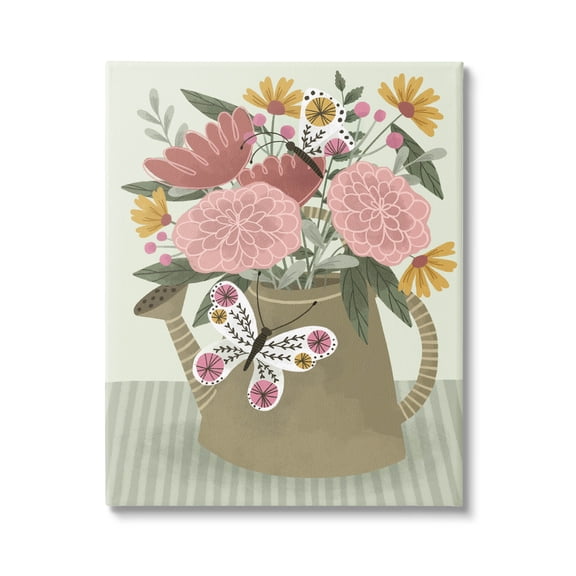 Mixed Dahlia Gardening Bouquet Botanical & Floral Graphic Art Gallery Wrapped Canvas Print Wall Art