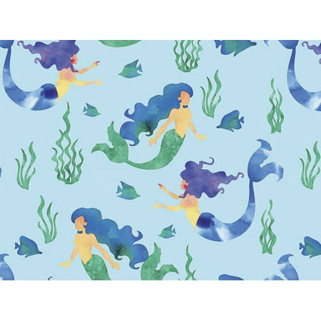Pack of 1, Mermaid Splash 30" x 150' Gift Wrap Roll For Party, Holiday & Events