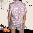 thumbnail image 3 of Hpapadks Halloween Women Pajama Sets Pumpkin Print Short Sleeve Button Down 2 Piece Womens Pjs Sets Purple, 3 of 6