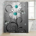 thumbnail image 4 of BSHAPPLUS 4PCS Shower Curtain Set White Daisy Floral Curtain Bathroom Sets 70.9x70.9 inch Shower Curtain with Non-Slip Rugs Bath U-Shaped Mat Toilet Lid Cover and 12 Hooks, 4 of 5