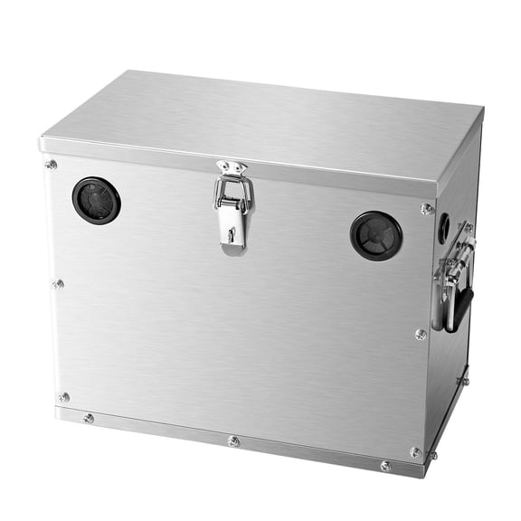 Group 24 31 Trolling Motor Battery Box Marine Case with Lock Handles Rubber Grommet Cable Holes Stainless Steel Shell for Cars Boats Trolling Motors