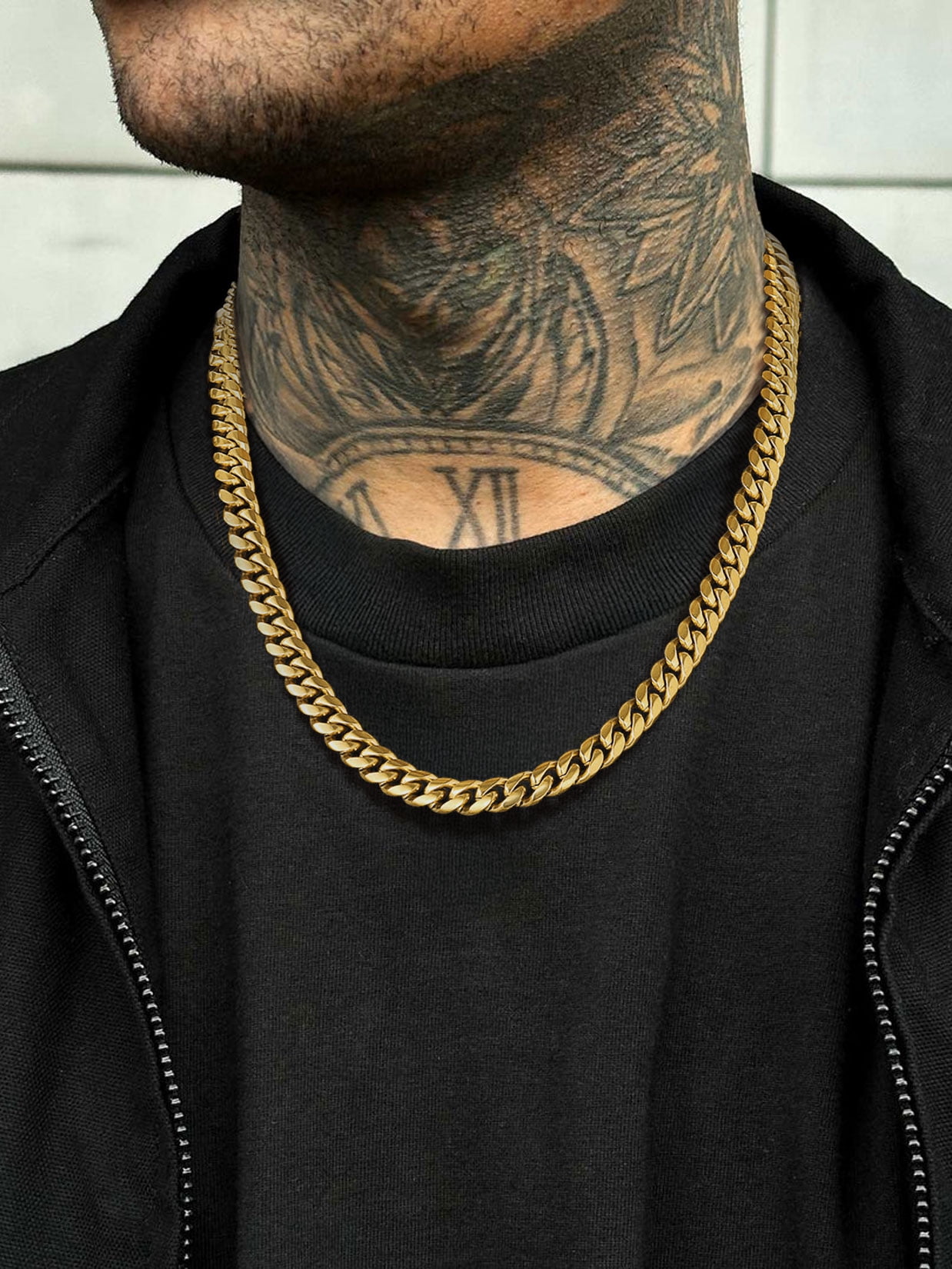 ChainsProMax Men Chain Gold Plated Necklace Stainless Steel Hiphop Rapper Fathers Day Jewelry Gifts for Mens 22inches