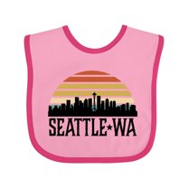 Inktastic Seattle Washington Skyline Sunset Boys or Girls Baby Bib