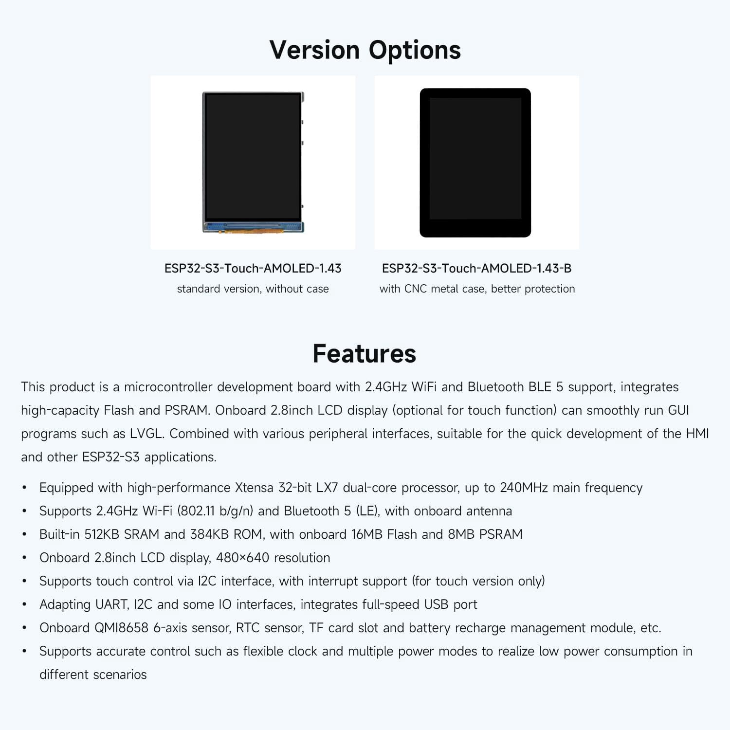 ESP32-S3 2.8inch Display Development Board, 480×640, IPS, 32-bit LX7 Dual-core Processor, Up to 240MHz Frequency, Supports Wi-Fi & BLT, ESP32 with Display, with Touch Function