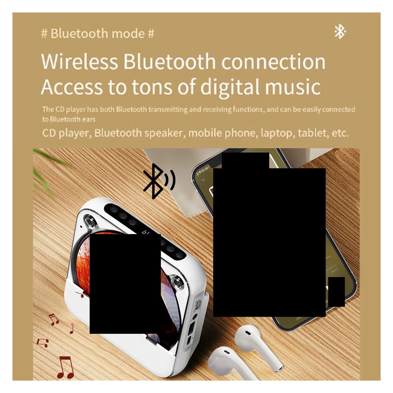 CD Player KC-818 Walkman with LCD Display Portable CD Player BT5.1 ,Multi-Functional