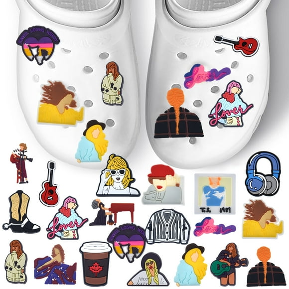 20 PCS Shoe Decoration Charms, Singer Croc Charms, Cartoon Wristband Accessories, Waterproof Shoe Decorations, Birthday, Party, Gifts for Adults Teens Kids