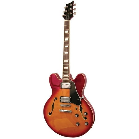 KE35CSB Kona Jazzed 335 Semi-Hollow Electric Guitar with Custom Fit (Best Cheap Semi Hollow Guitar)