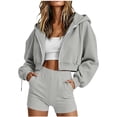 thumbnail image 2 of Trikvn Women's Cropped Zip Up Hoodie Long Sleeve Drop Shoulder Athletic Workout Jacket Casual Y2K Sweatshirt with Drawstring Fall Fashion Activewear Top, 2 of 7