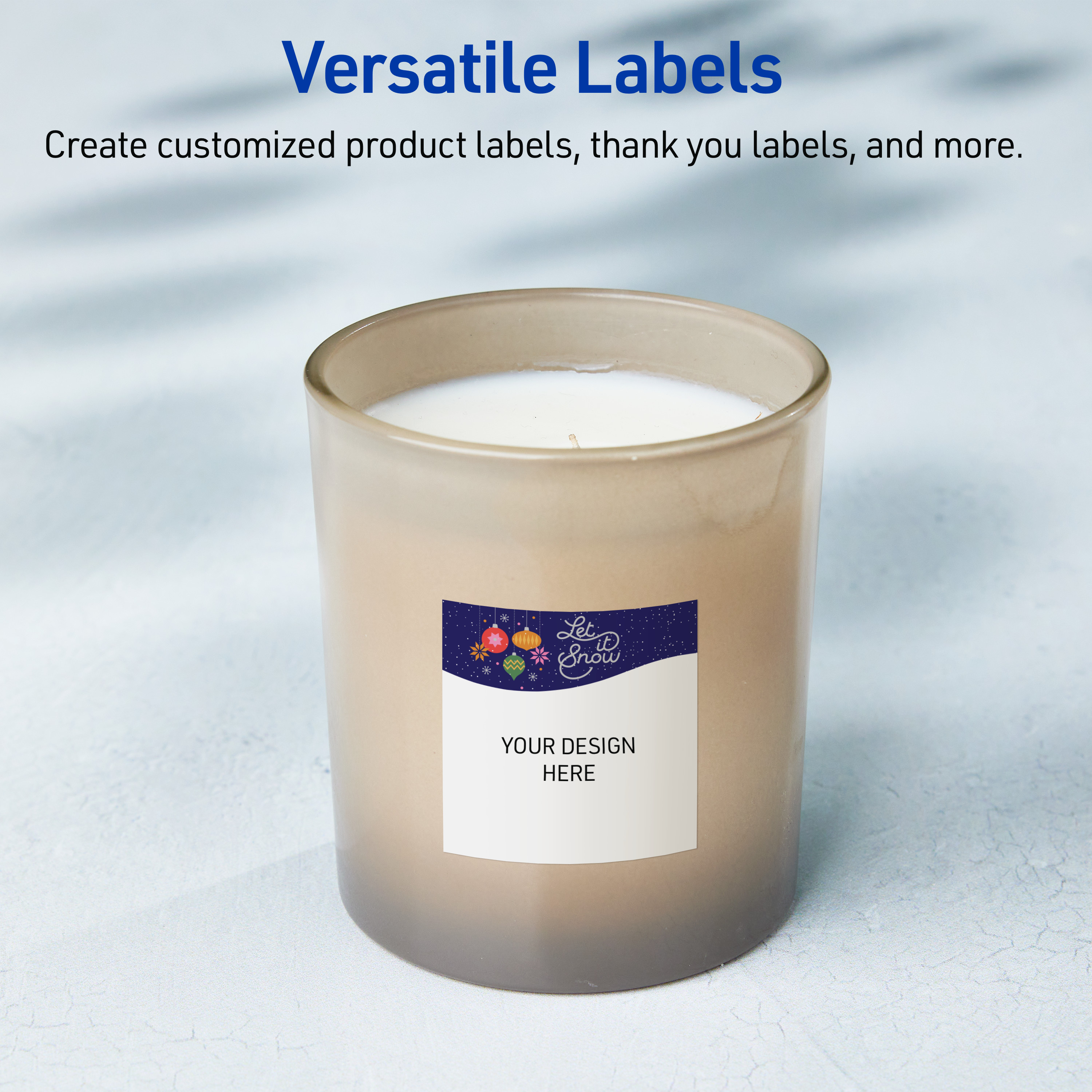 Avery Labels, 3" x 3", Matte White, Let It Snow Design