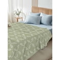thumbnail image 4 of Sage Green Queen Size Flat Sheet, Wrinkleproof & Fadeproof Cooling Flat Bed Sheet Only, Geometric Flower Leaf Diamond Plaid Retro Breathable Soft Bedding Top Sheets 90 x 102 Inches, 4 of 8