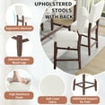 thumbnail image 4 of Wooden Dining Chairs, Mid Century Modern Bar Stools Set of 2, 40.4" Counter Stools with Back, Linen Upholstered Barstools with Solid Wood Legs Bar Chairs for Kitchen Island Dining Room, Beige, 4 of 19