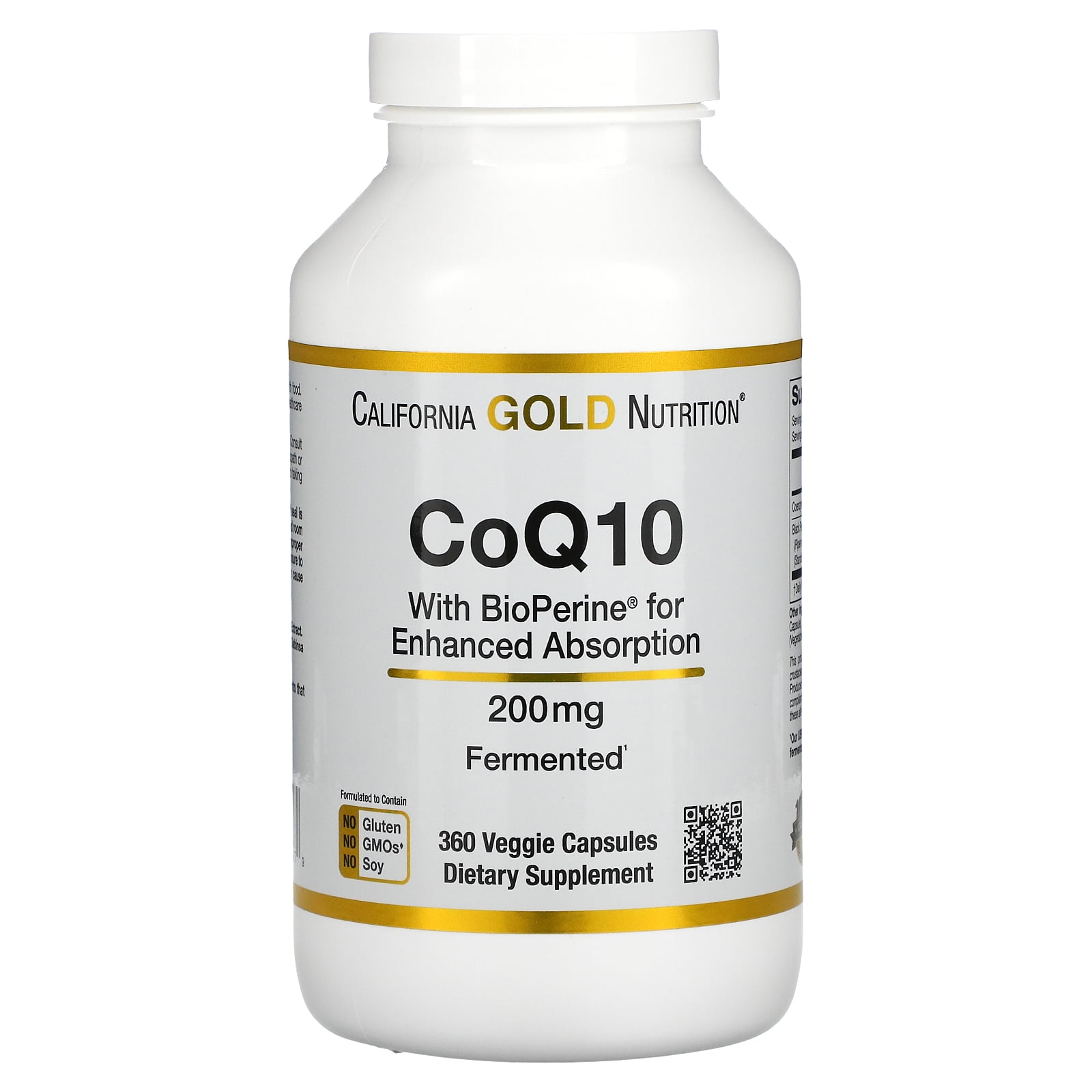 CoQ10 USP with Bioperine, 200 mg, 360 Veggie Capsules, California Gold