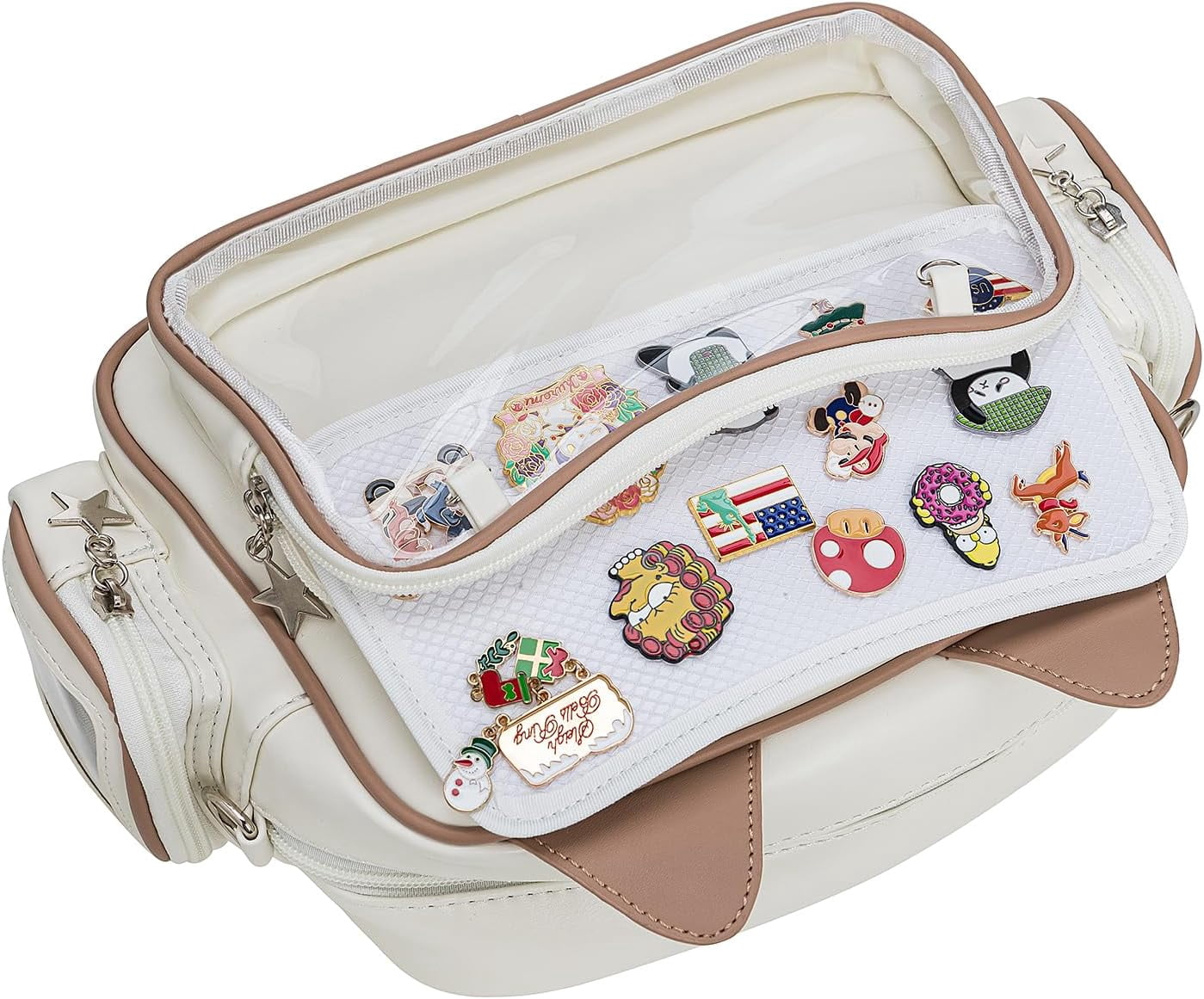 Kwuty Kawaii Ita Bag Backpack Crossbody Bag Cat Shoulder Bags Multi-Purpose Pin Display with Insert