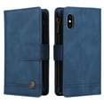 thumbnail image 2 of Mantto iPhone X Case, iPhone XS Case, Wallet Card Slot Crossbody/Shoulder Strap + Wristlet Strap Magnetic Flip Premium PU Leather Zipper Pocket With Kickstand For Apple iPhone X / XS,
Blue, 2 of 18