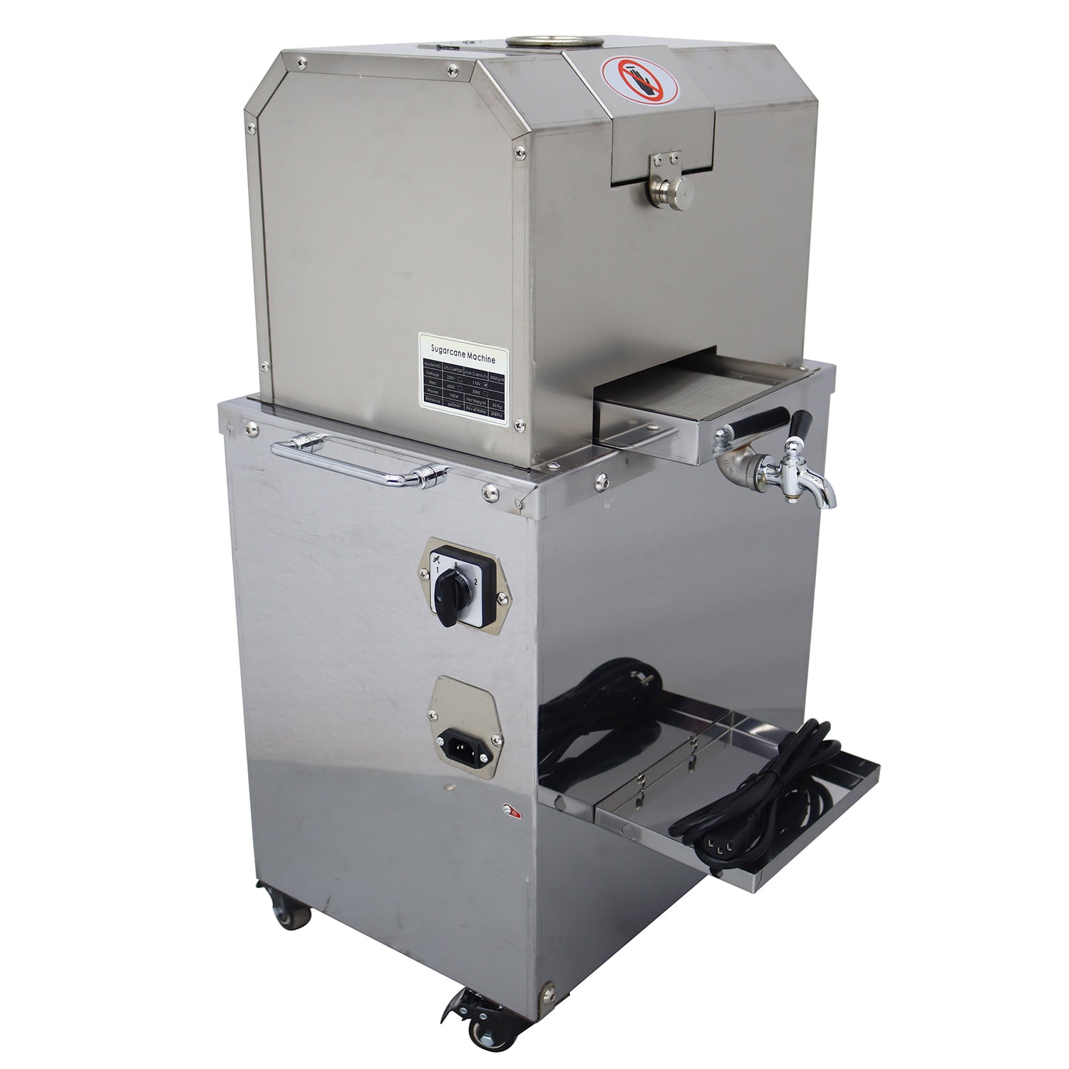 Techtongda Electric Sugar Cane Press Juicer 304 Stainless Steel Grind Press Machine 4 Rolls for Sugarcane Ginger Sweet Sorghum Extractor Pressing