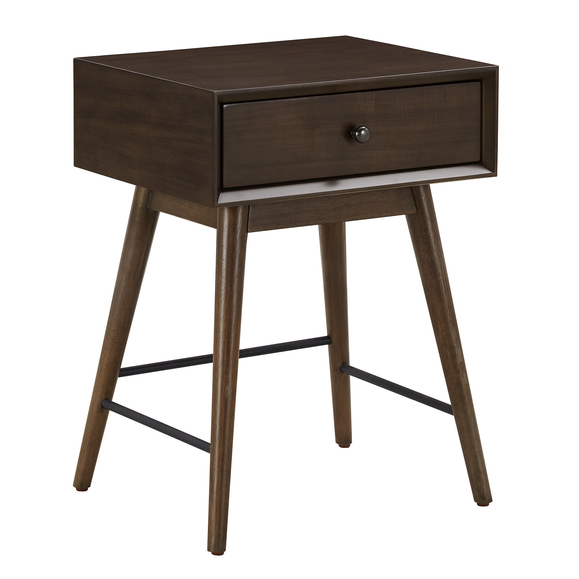 Weston Home Alcott Wood 1-Drawer End Table, Dark Walnut Finish