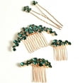 thumbnail image 3 of Sparkly Wedding Hair Combs, 5PCS Crystal Flwoer Hair Clips Bride Bridesmaid Hair Sides Comb Rhinestone Barrettes, Crystal Flower Hair Pins Hair Accessories for Women Girls (Green), 3 of 4