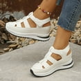 thumbnail image 4 of Dakaela Women's Hollow out Casual Sandals Platform Wedge Walking Shoes Thick Slip on Sneakers White 9.5, 4 of 8