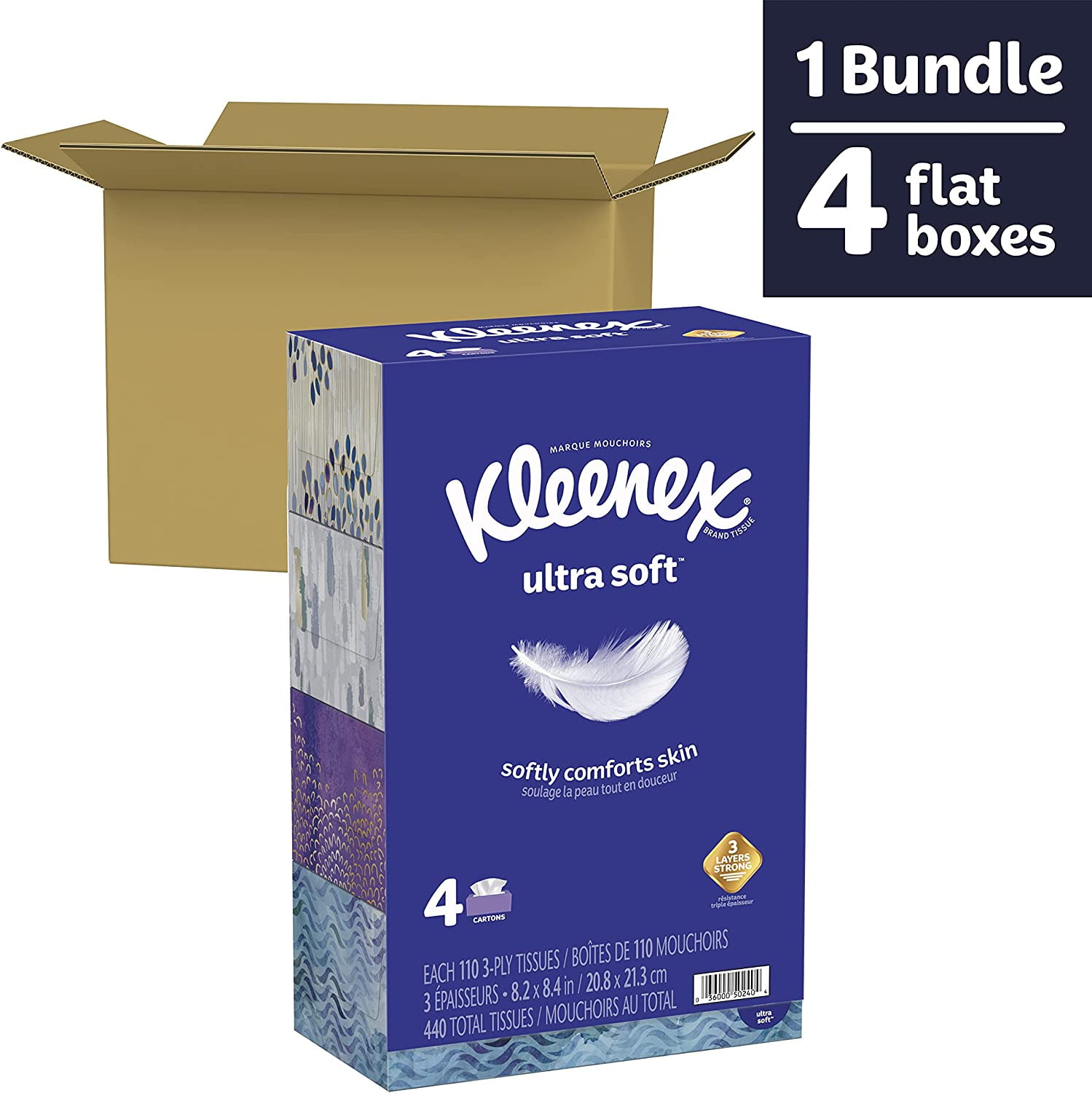 120 Tissues per Box Kleenex Ultra Soft Facial Tissues 960 Total 8 Flat Boxes 