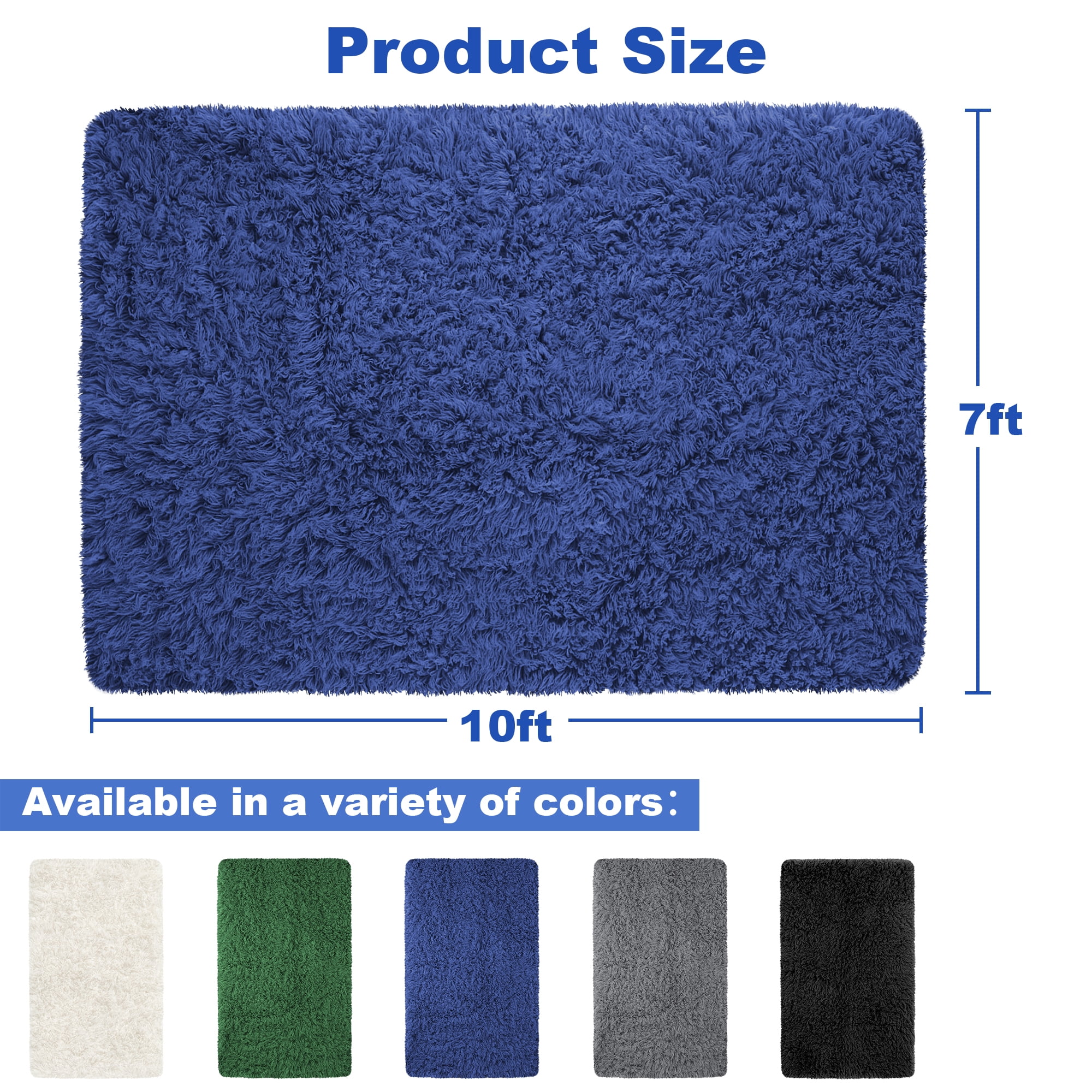 Nefoso Shag Area Rug, 7ft x 10ft Soft Fluffy Area Rugs for Living Room Bedroom Decor Carpet, Dark Blue