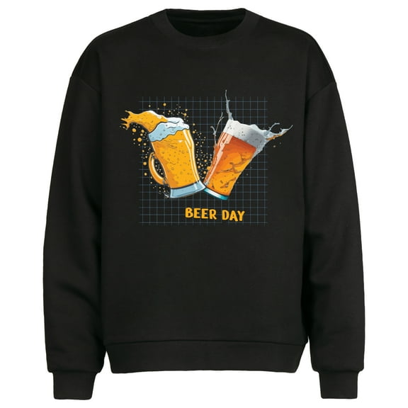 Beer Day Design Men's and Big Men's Crewneck Sweatshirt,Sizes S-2XL