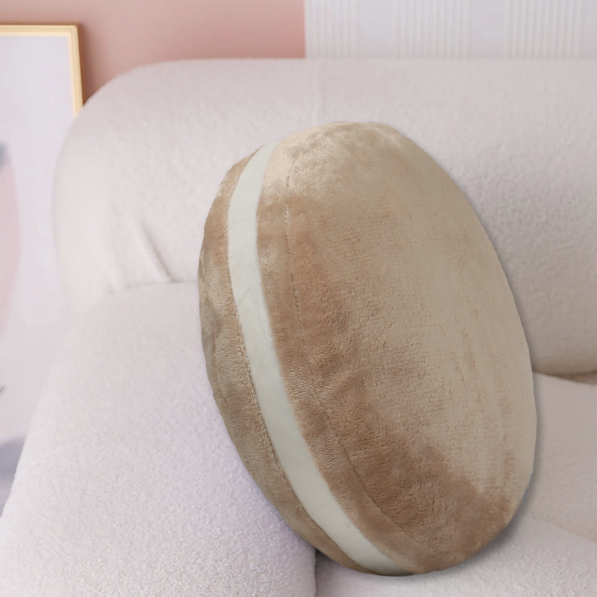 Mainstays Luxurious Fur Macaron Decorative Throw Pillow, 12" x 12", Brown
