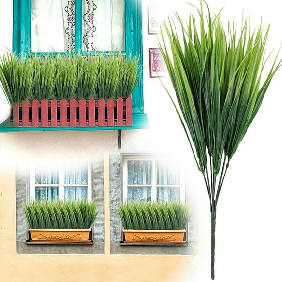 tumgatte Ouddy Decor Artificial Grass Fake Plants OutdoorUV Fake Grass Artificial Stems Plastic Shrubs For Patio Garden Front Porch Home Window Box Decor 18 Bundles Up to 60% off