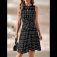 thumbnail image 4 of Vestidos Casuales para Mujer 2025, Minivestidos A Rayas Sin Mangas, Cintura Alta, Corte A. Negro XL, 4 of 10