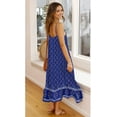 thumbnail image 3 of Robes pour Femmes Floral Réglable Spaghetti Sangle V Cou Boho Longue Maxi Robe Été Plage Flowy Ethnique Robe de Soleil, 3 of 6